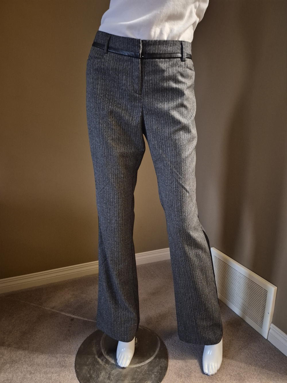 Suzy Shier Black and Gray Pinstripe Dress Pants